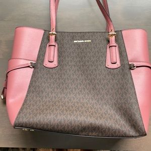 Michael Kors pink and brown tablet tote bag